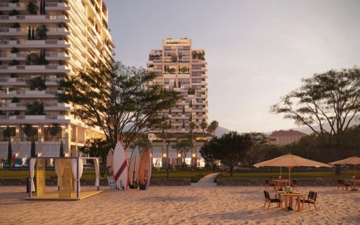 Luxurious two bedrooms apartment with the sea view at the beachfront complex in Budva